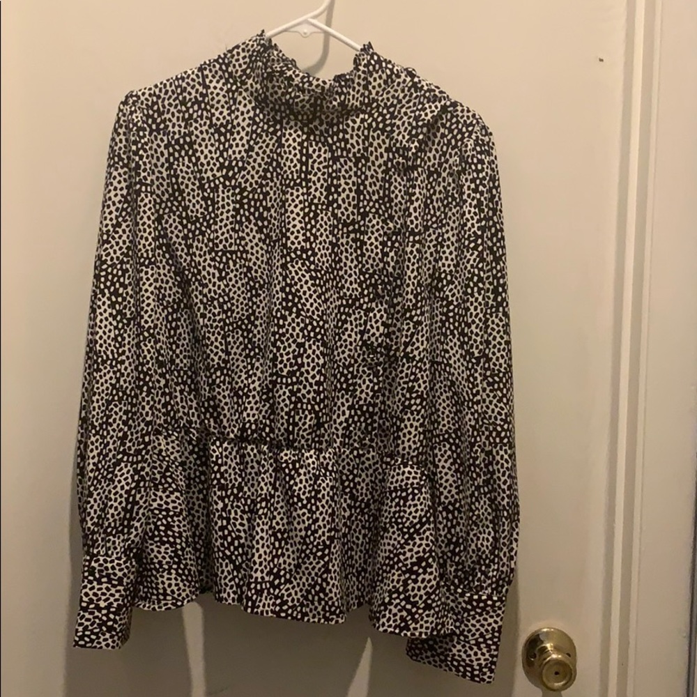 Black and Ivory high neck blouse